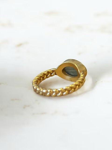 Woven light labradorite Ring