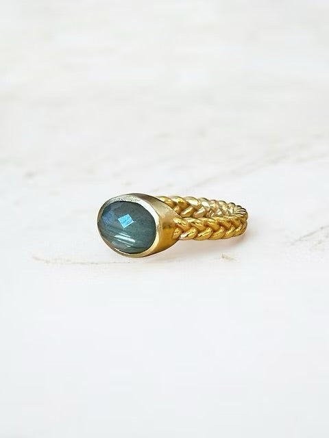 Woven light labradorite Ring