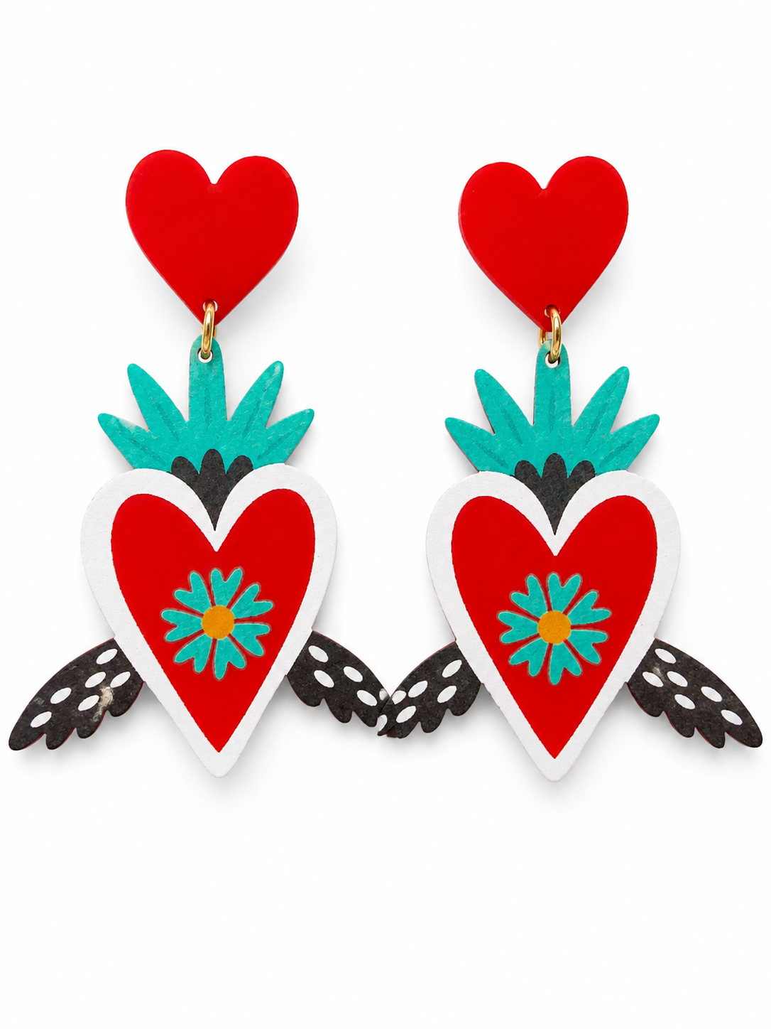 Folk Heart Dangle Earrings