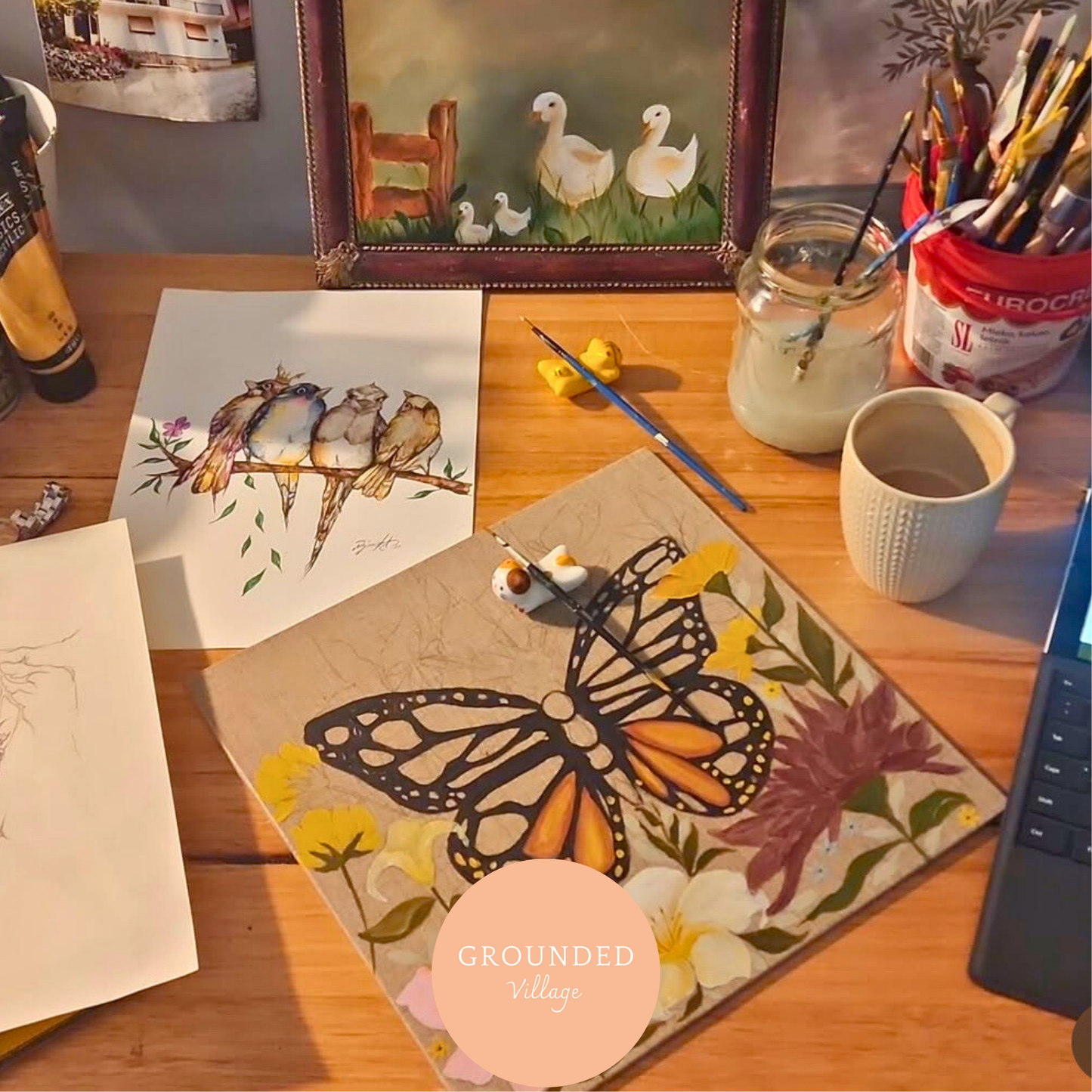 Wildflower Butterfly & Linen canvas construction - Paint and Sip- Sat 25th Oct