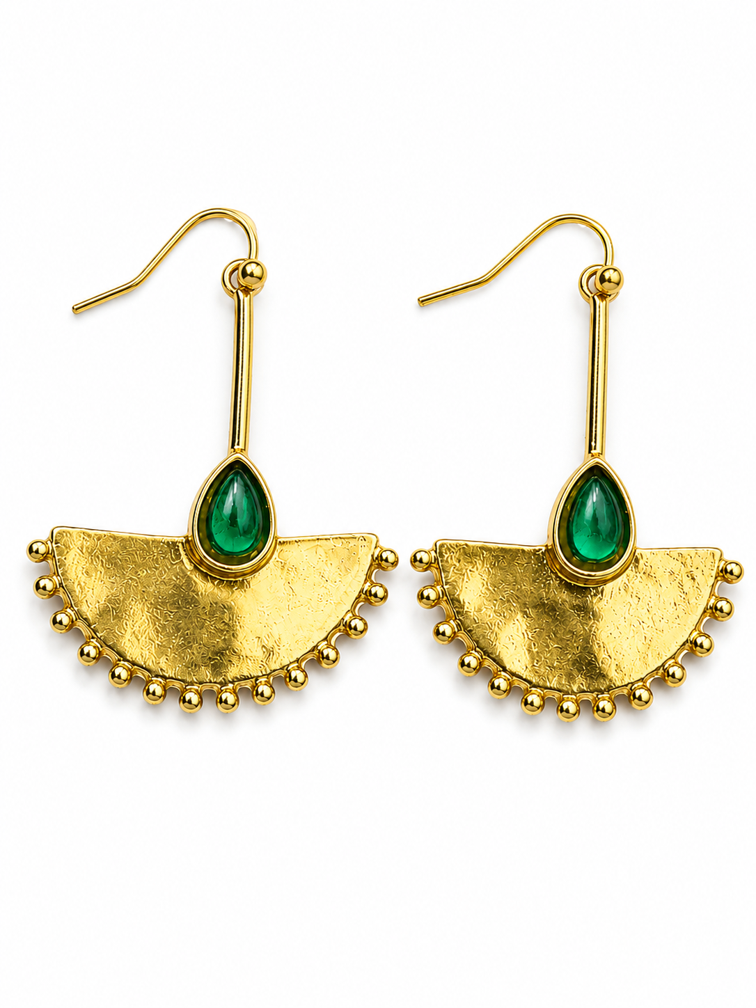 Emerald Fan Drop Earrings