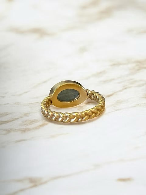 Woven light labradorite Ring