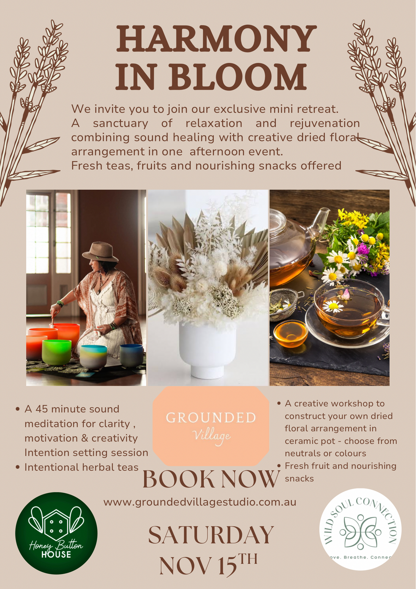 Harmony in bloom- Mini Retreat- Sat 15th Nov