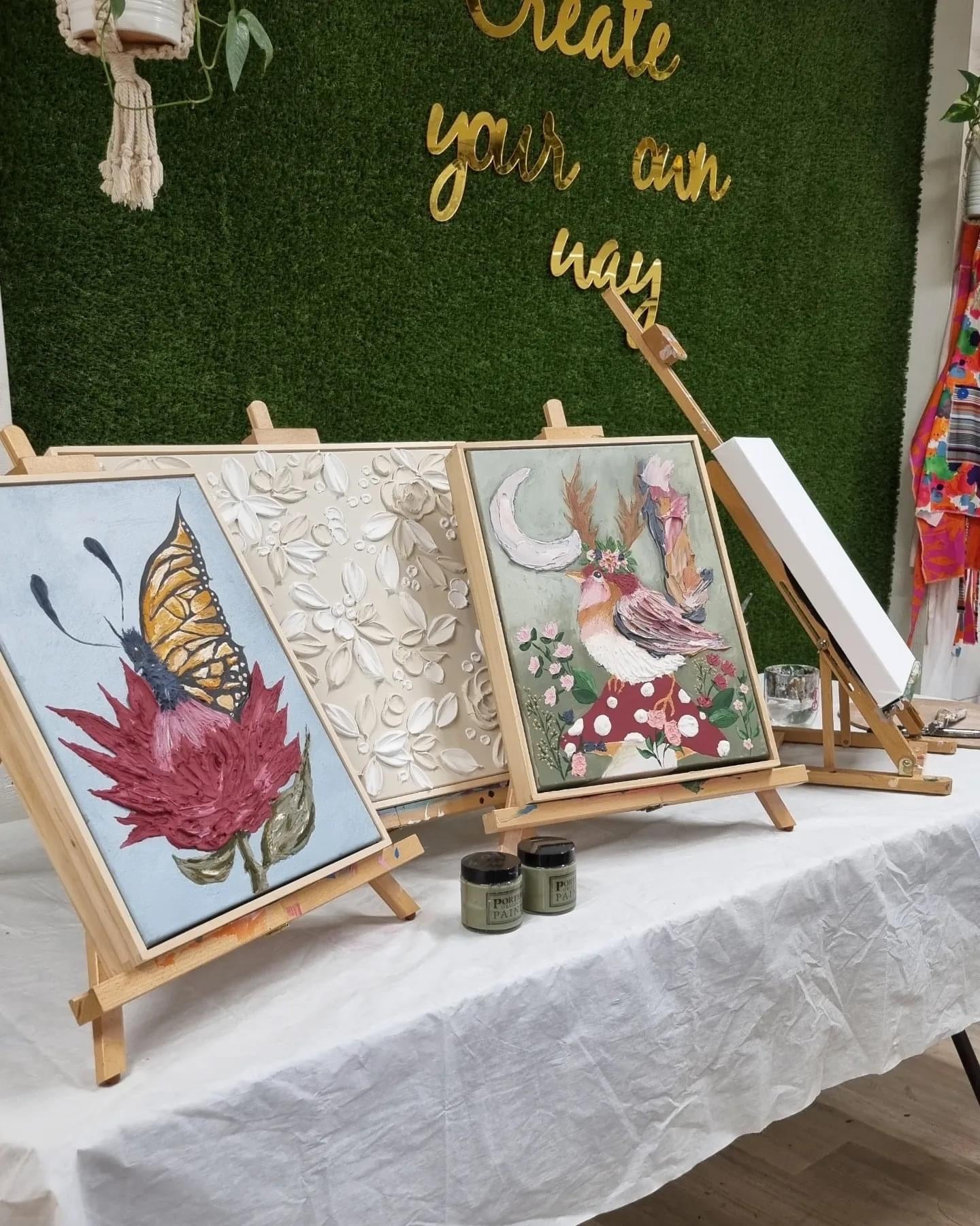 Wildflower Butterfly & Linen canvas construction - Paint and Sip- Sat 25th Oct