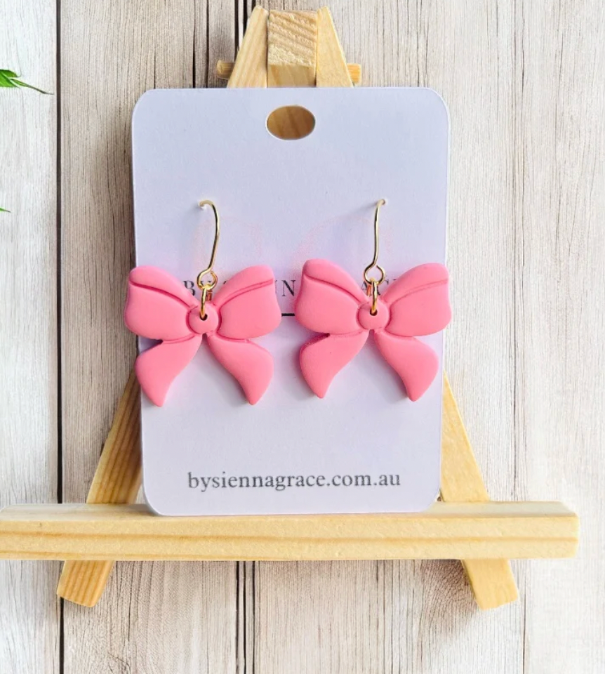 Baby Pink Bow Earrings