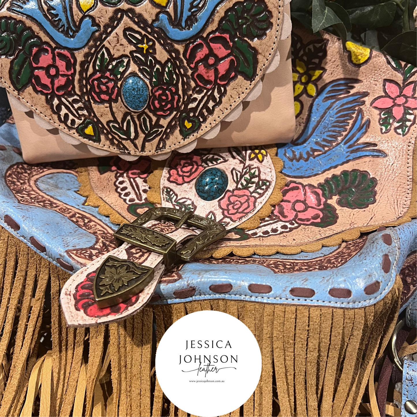 Songbird leather carved wallet