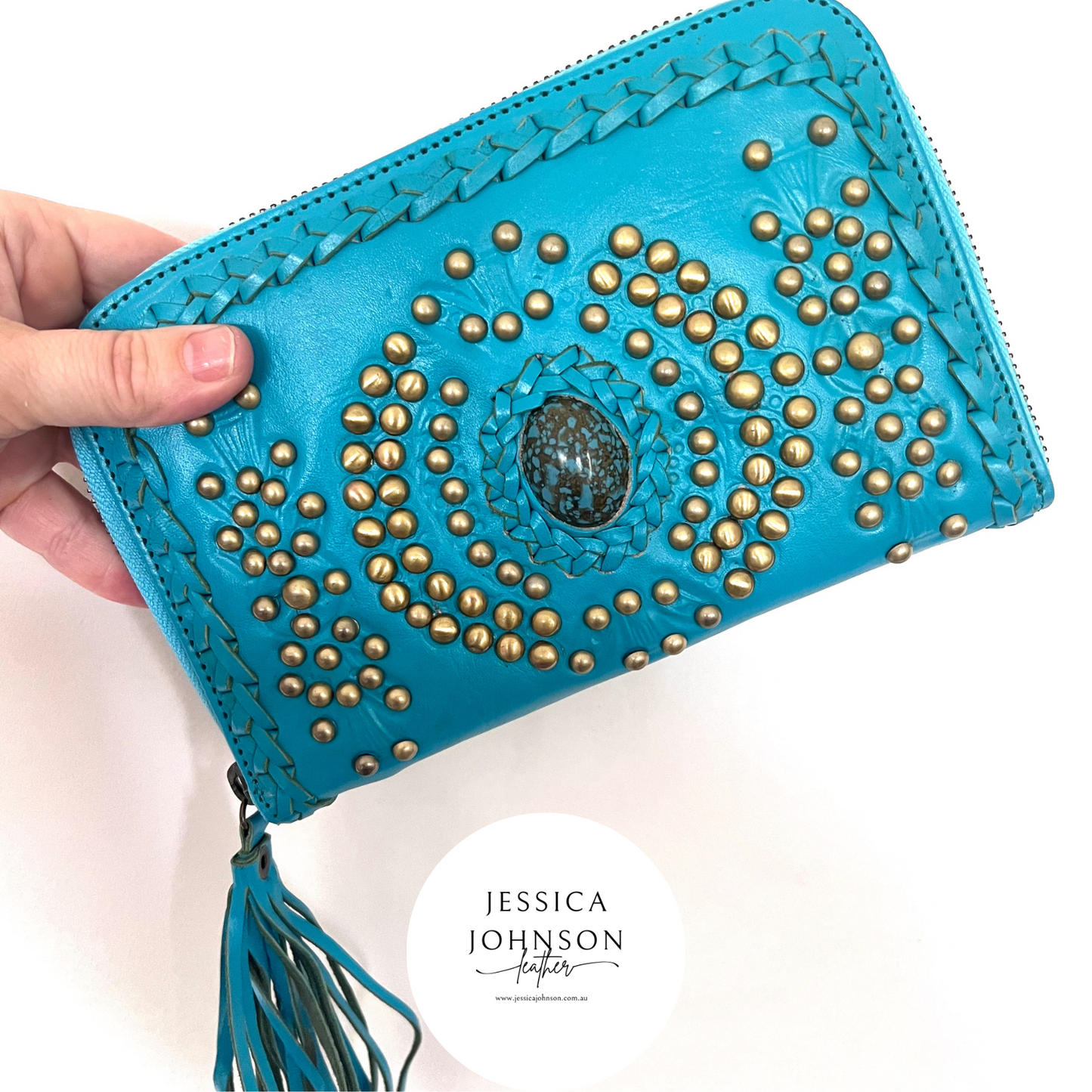 Atlantis leather wallet in marine colour way