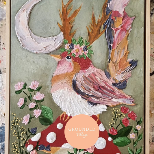 Mystical mushroom Birdie textured Art event- Sat 11th May