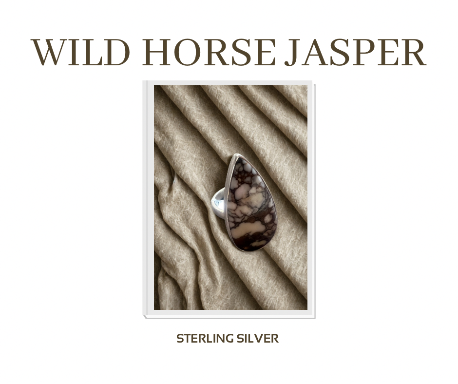Wild horse Jasper Sterling Silver bardot ring
