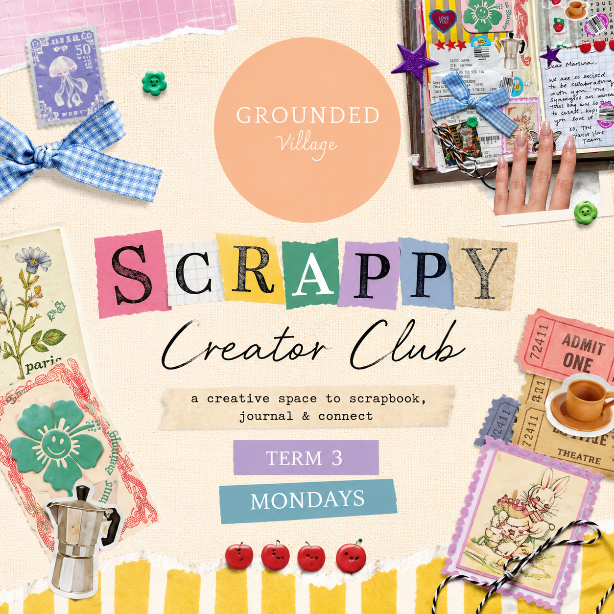 NEW CLASS : Scrappy Creator Club - Term 3 scrapbook Art  journaling Class - MON