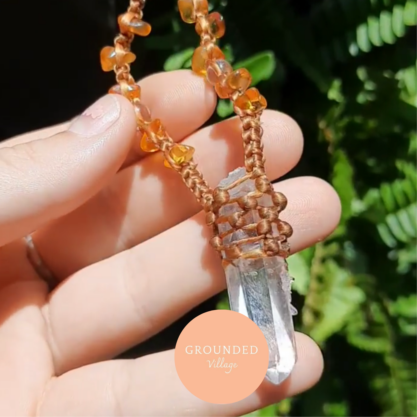 Macrame Raw crystals Necklace- Tues 17th Dec