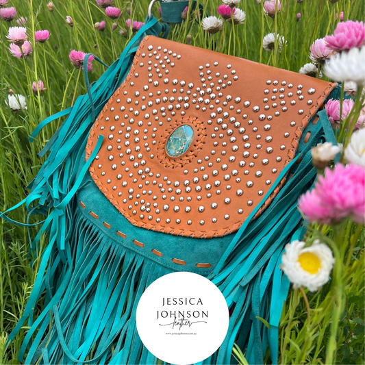 Stevie Suede turquoise Festival bag - Marine